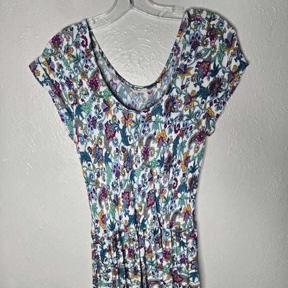 Soft Surroundings Womens Med Sundress Paisley Floral Tiered Midi Beach Boho Blue - Picture 3 of 6